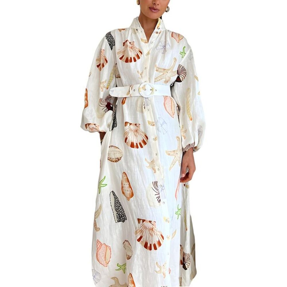 Multi Womens Esea Linen-Blend Midi Dress